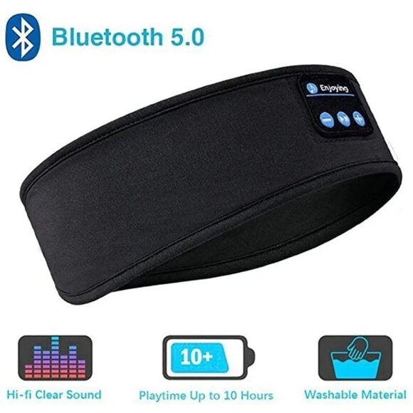 Sleep Bluetooth Headband/Eye Mask Headphones Side Sleeping Running Workout Soft - Picture 4 of 9